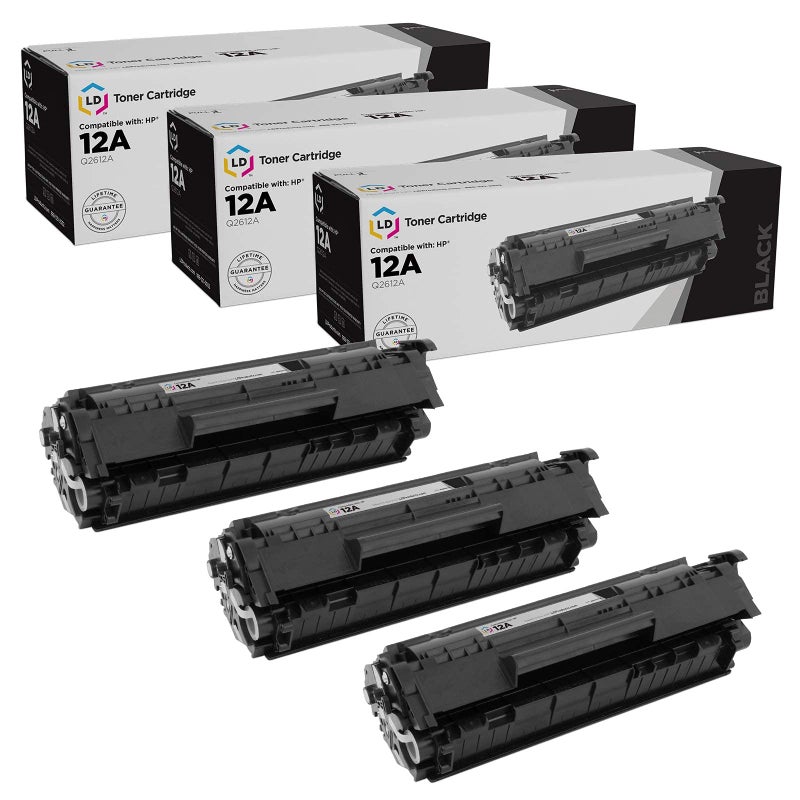 LD Products Compatible Toner Cartridge Replacement for (3-Pack, Black) HP 12A Q2612A Works with HP LaserJet 1020 1022 1012 1010 1015 1018 1022n 1022NW 3015 3030 - Image 1